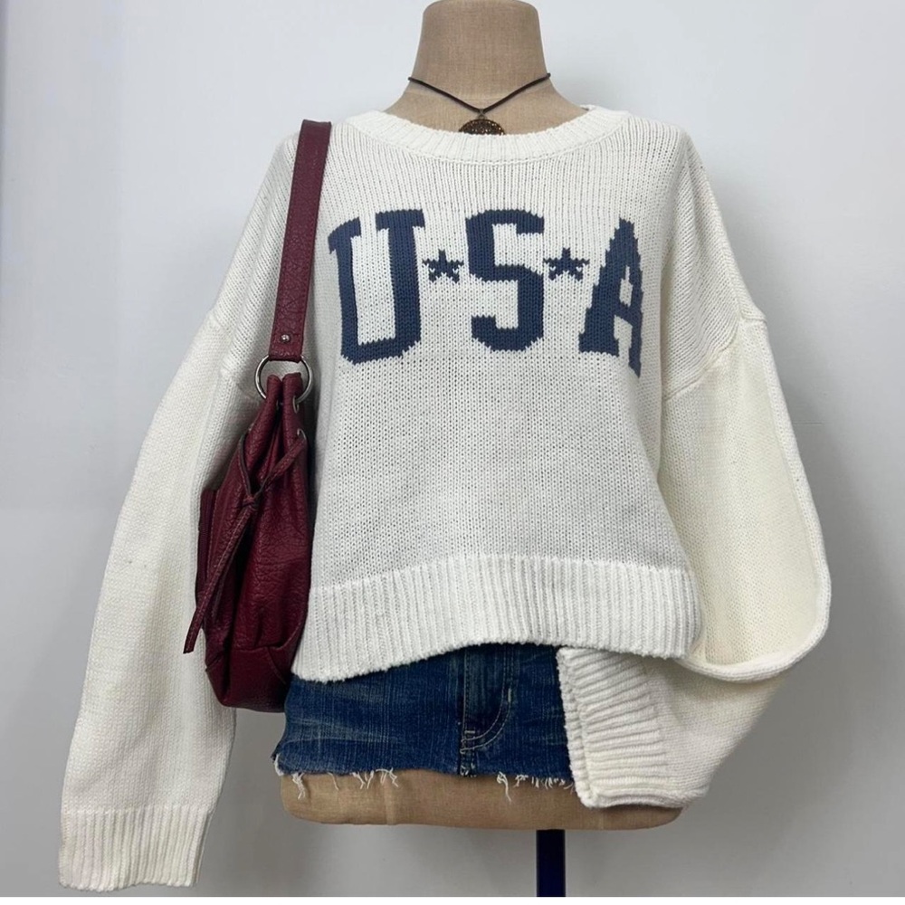 Grayson Threads White Sweater with Navy Letters